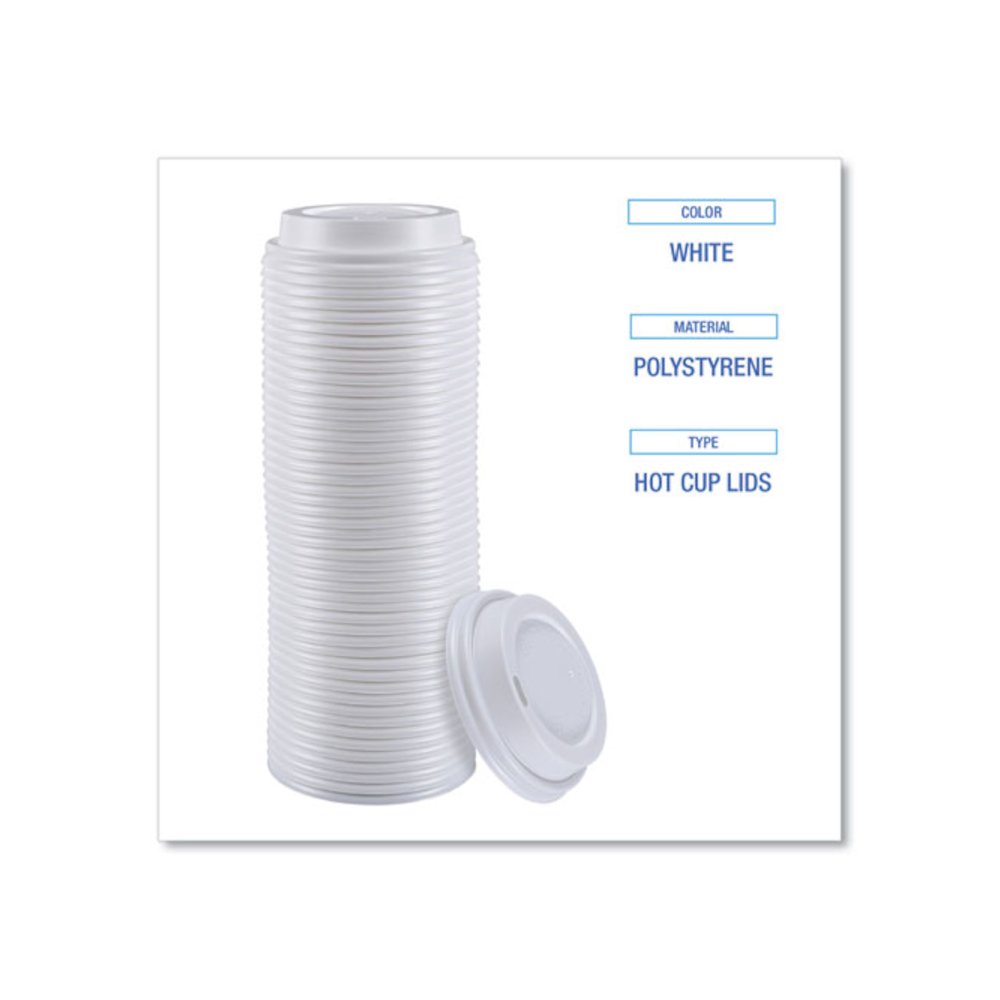 Hot Cup Lids, Fits 8 oz Hot Cups, Plastic, White, 50/Sleeve, 20 Sleeves/Carton. Picture 5