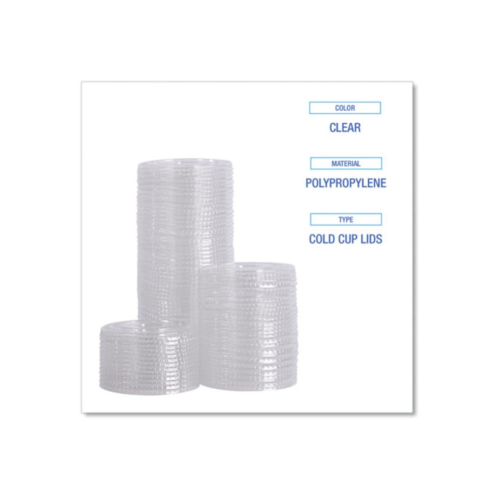 PET Cold Cup Lids, Fits 14 oz to 24 oz Cold Cups, Plastic, Clear, 100/Sleeve, 10 Sleeves/Carton. Picture 3