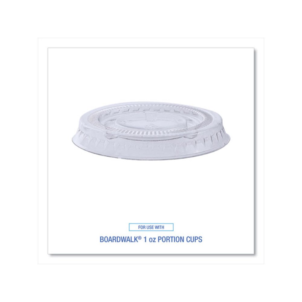 Souffle/Portion Cup Lids, Fits 1 oz Portion Cups, Plastic, Clear, 2,500/Carton. Picture 3