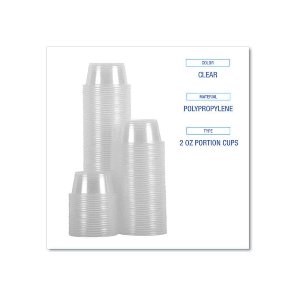 Souffle/Portion Cups, 2 oz, Plastic, Clear, 125/Sleeve, 20 Sleeves/Carton. Picture 6