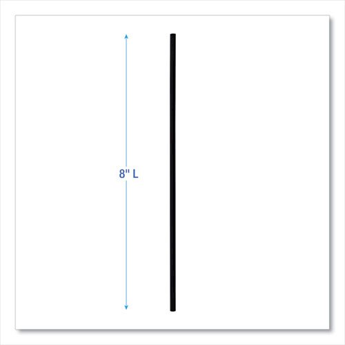 Cocktail Straws, 8", Polypropylene, Black, 5,000/Carton. Picture 7