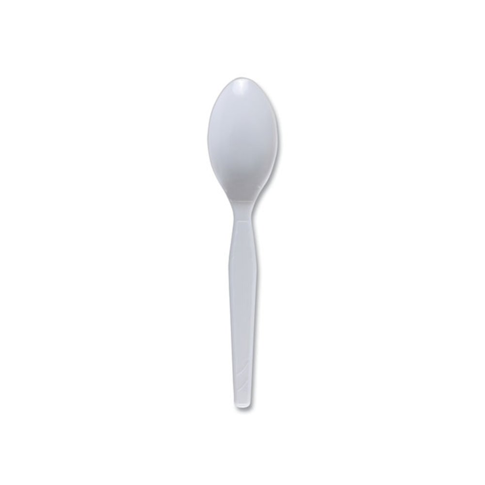 Mediumweight Polystyrene Cutlery, Spoon, Plastic, White, 100/Box, 10 Boxes/Carton. Picture 2
