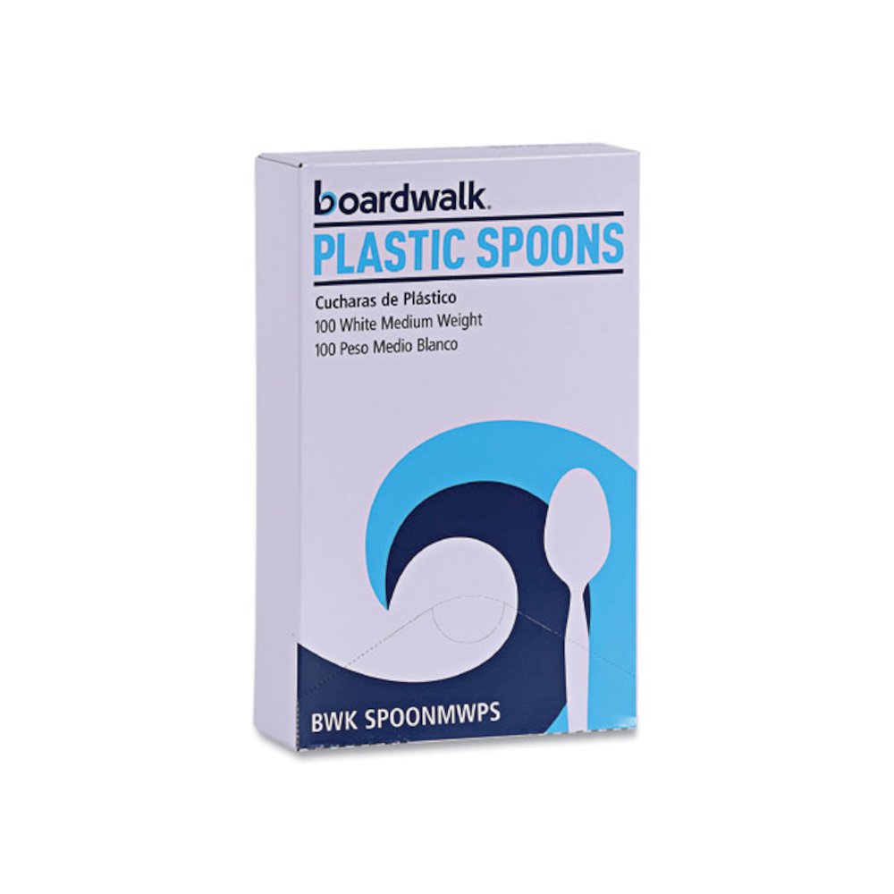 Mediumweight Polystyrene Cutlery, Spoon, Plastic, White, 100/Box, 10 Boxes/Carton. Picture 3
