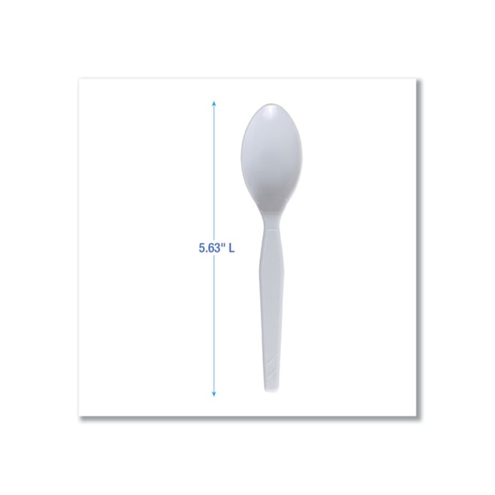 Mediumweight Polystyrene Cutlery, Spoon, Plastic, White, 100/Box, 10 Boxes/Carton. Picture 5