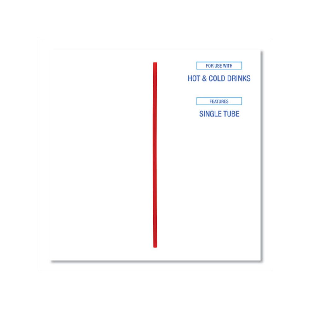 Single-Tube Stir-Straws,5.25", Polypropylene, Red, 1,000/Pack, 10 Packs/Carton. Picture 5