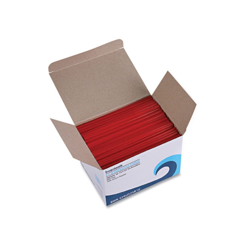 Single-Tube Stir-Straws,5.25", Polypropylene, Red, 1,000/Pack, 10 Packs/Carton. Picture 7
