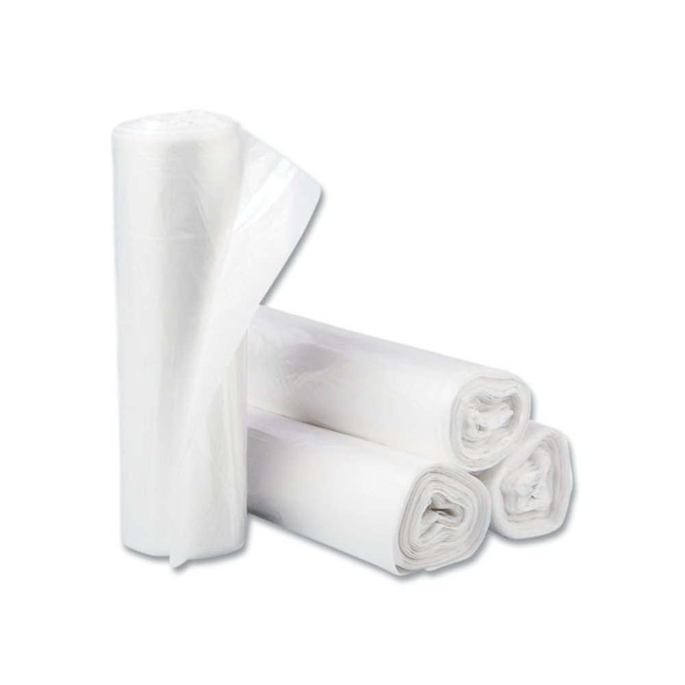 High-Density Commercial Can Liners, 30 gal, 10 mic, 30" x 37", Clear, Interleaved Roll, 25 Bags/Roll, 20 Rolls/Carton. Picture 1