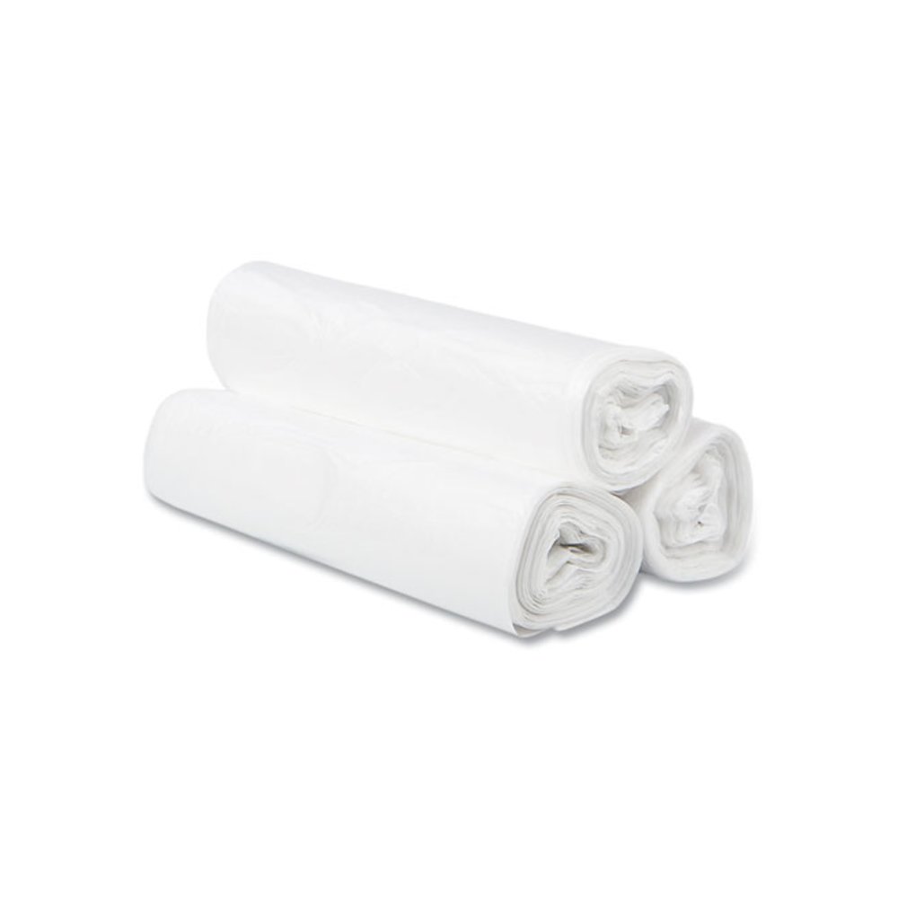 High-Density Commercial Can Liners, 30 gal, 10 mic, 30" x 37", Clear, Interleaved Roll, 25 Bags/Roll, 20 Rolls/Carton. Picture 4