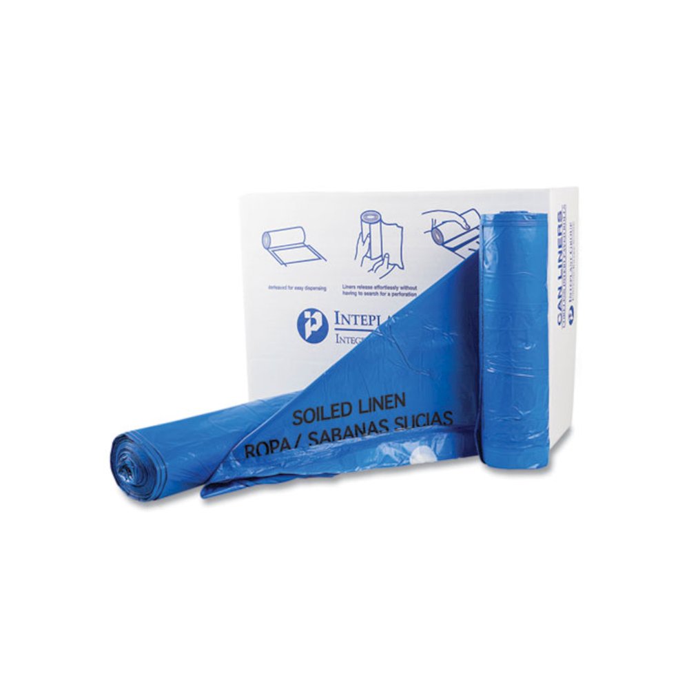 Draw-Tuff Institutional Draw-Tape Can Liners, Drawstring, 30 gal, 1 mil, 30.5" x 40", Blue, 25 Bags/Roll, 8 Rolls/Carton. Picture 1