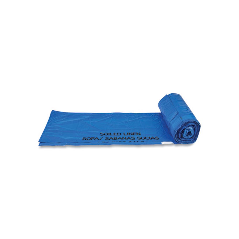 Draw-Tuff Institutional Draw-Tape Can Liners, Drawstring, 30 gal, 1 mil, 30.5" x 40", Blue, 25 Bags/Roll, 8 Rolls/Carton. Picture 4