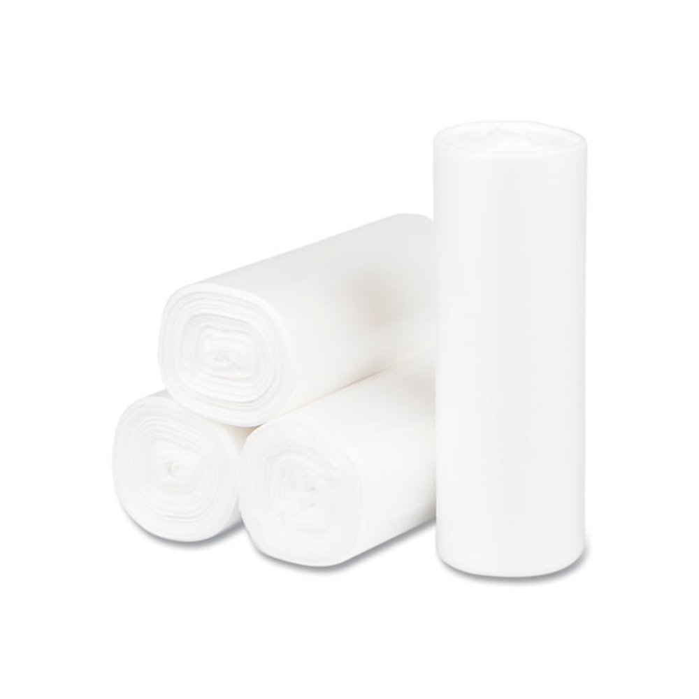 High-Density Commercial Can Liners, 4 gal, 6 mic, 17" x 18", Clear, Perforated Roll, 50 Bags/Roll, 40 Rolls/Carton. Picture 2