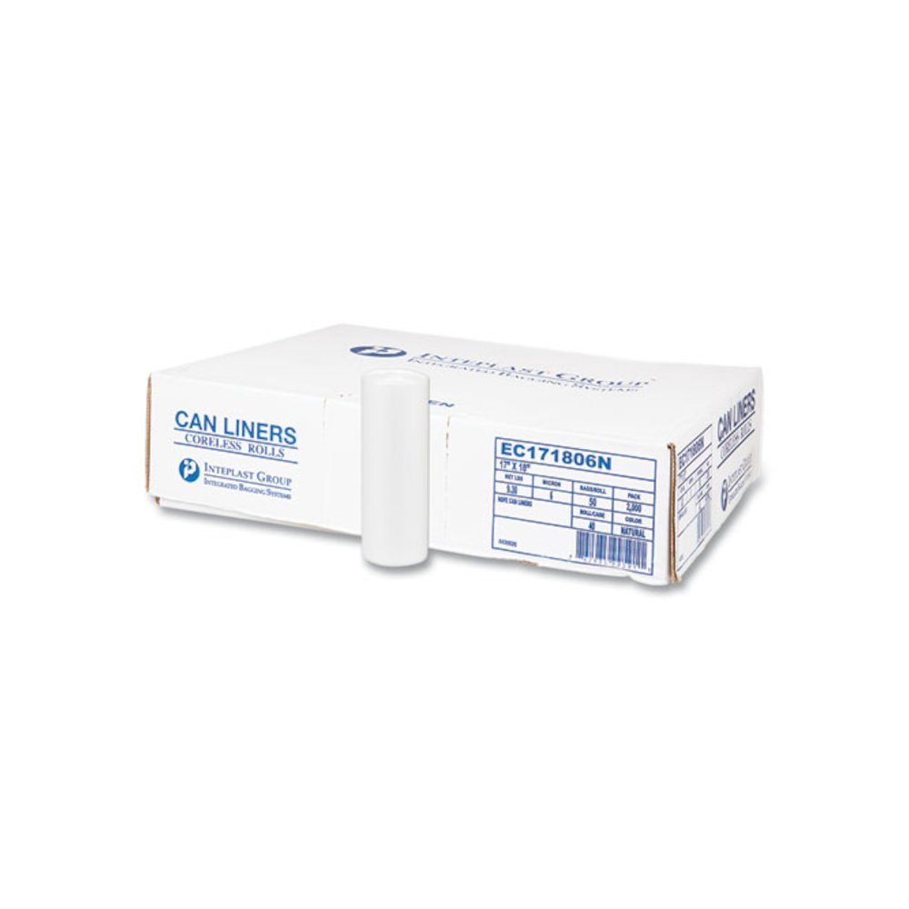 High-Density Commercial Can Liners, 4 gal, 6 mic, 17" x 18", Clear, Perforated Roll, 50 Bags/Roll, 40 Rolls/Carton. Picture 3
