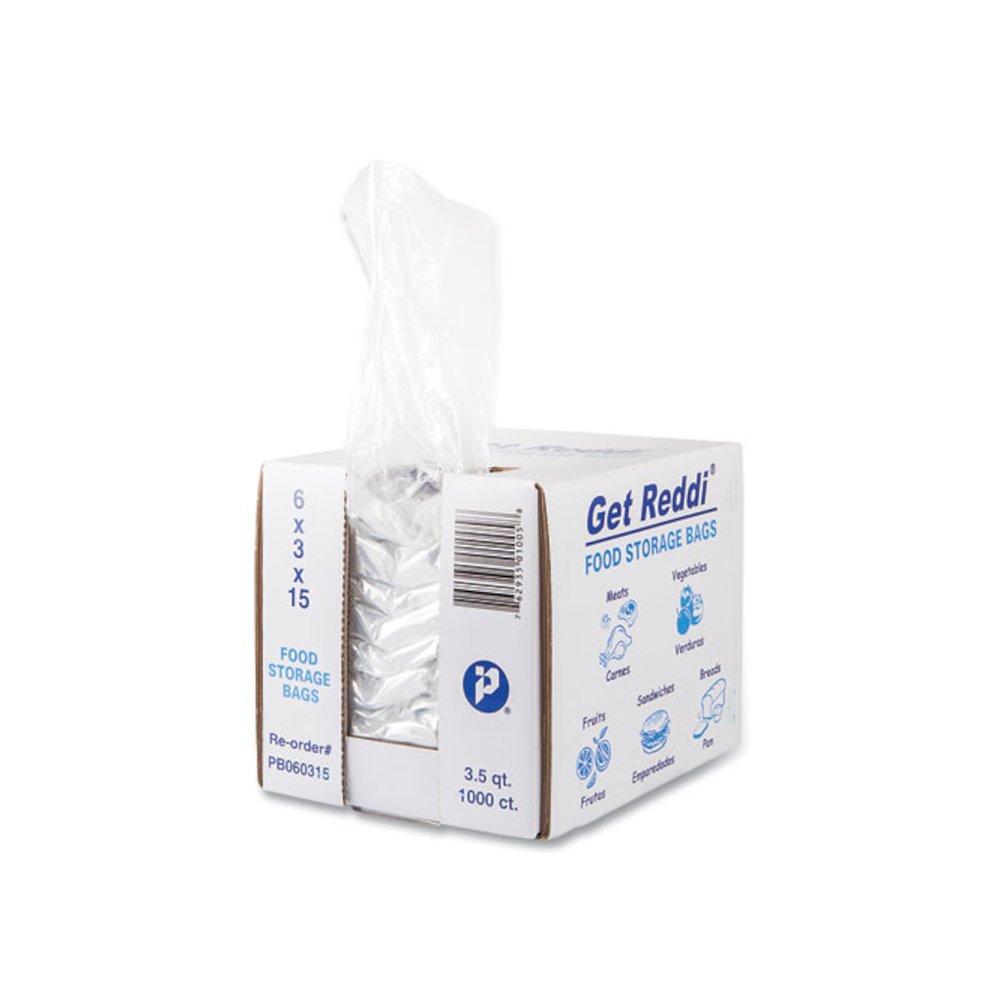 Food Bags, 112 oz., 6" x 3" x 15", Clear, 1,000/Carton. Picture 1