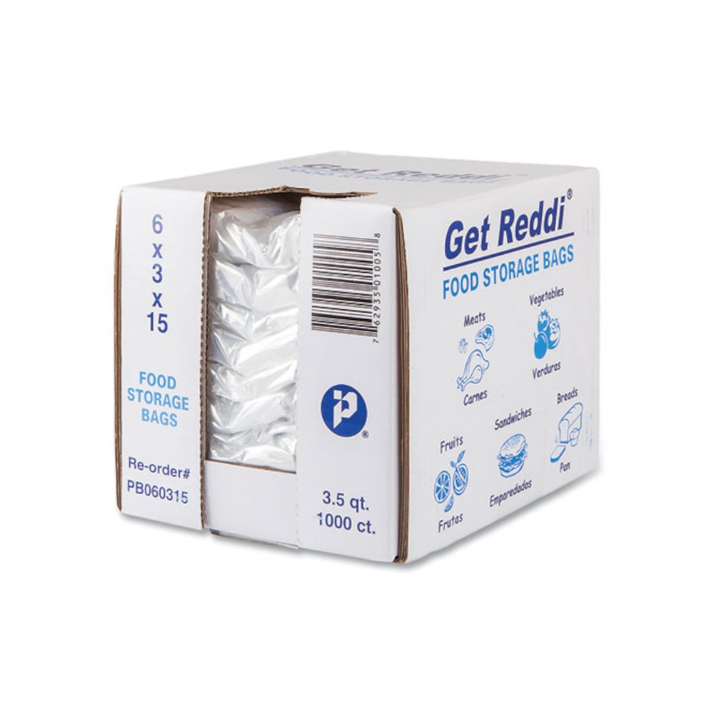 Food Bags, 112 oz., 6" x 3" x 15", Clear, 1,000/Carton. Picture 2