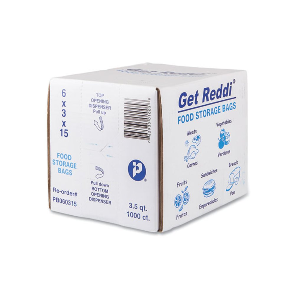 Food Bags, 112 oz., 6" x 3" x 15", Clear, 1,000/Carton. Picture 3