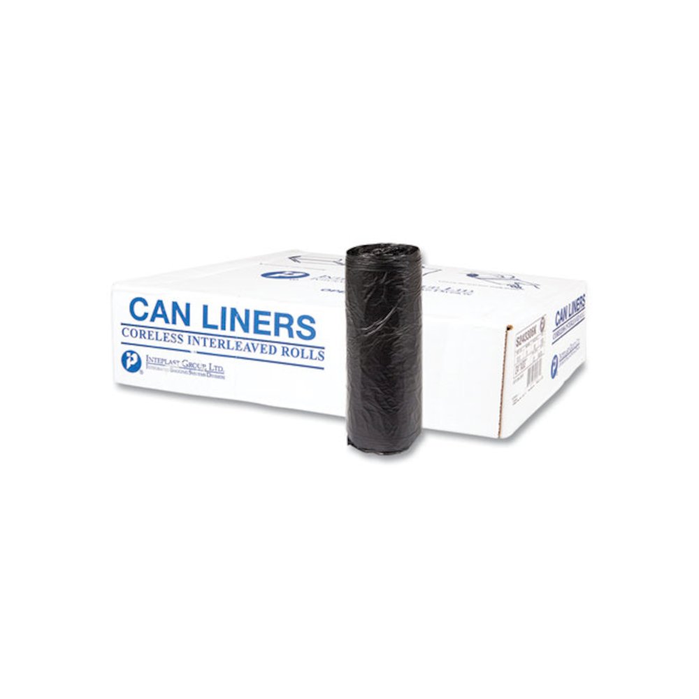 High-Density Commercial Can Liners, 16 gal, 6 mic, 24" x 33", Black, Interleaved Roll, 50 Bags/Roll, 20 Rolls/Carton. Picture 1
