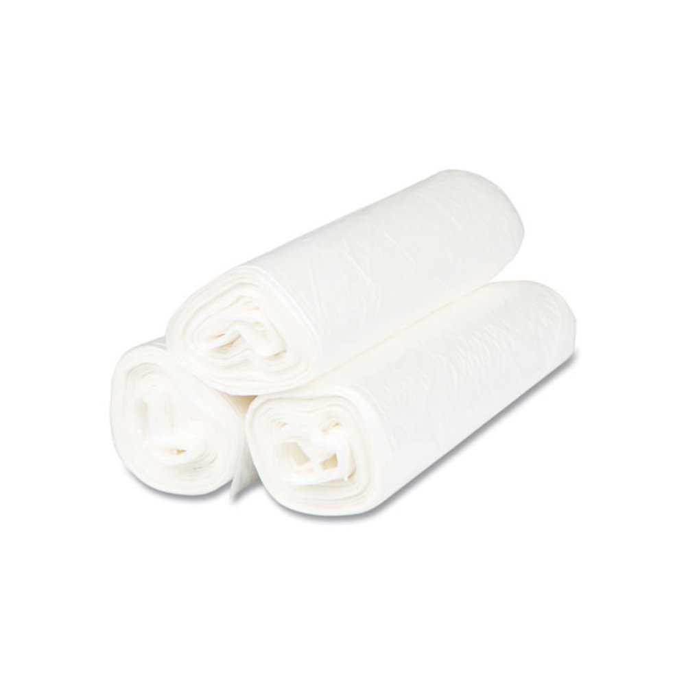 High-Density Commercial Can Liners, 16 gal, 6 mic, 24" x 33", Natural, Interleaved Roll, 50 Bags/Roll, 20 Rolls/Carton. Picture 4