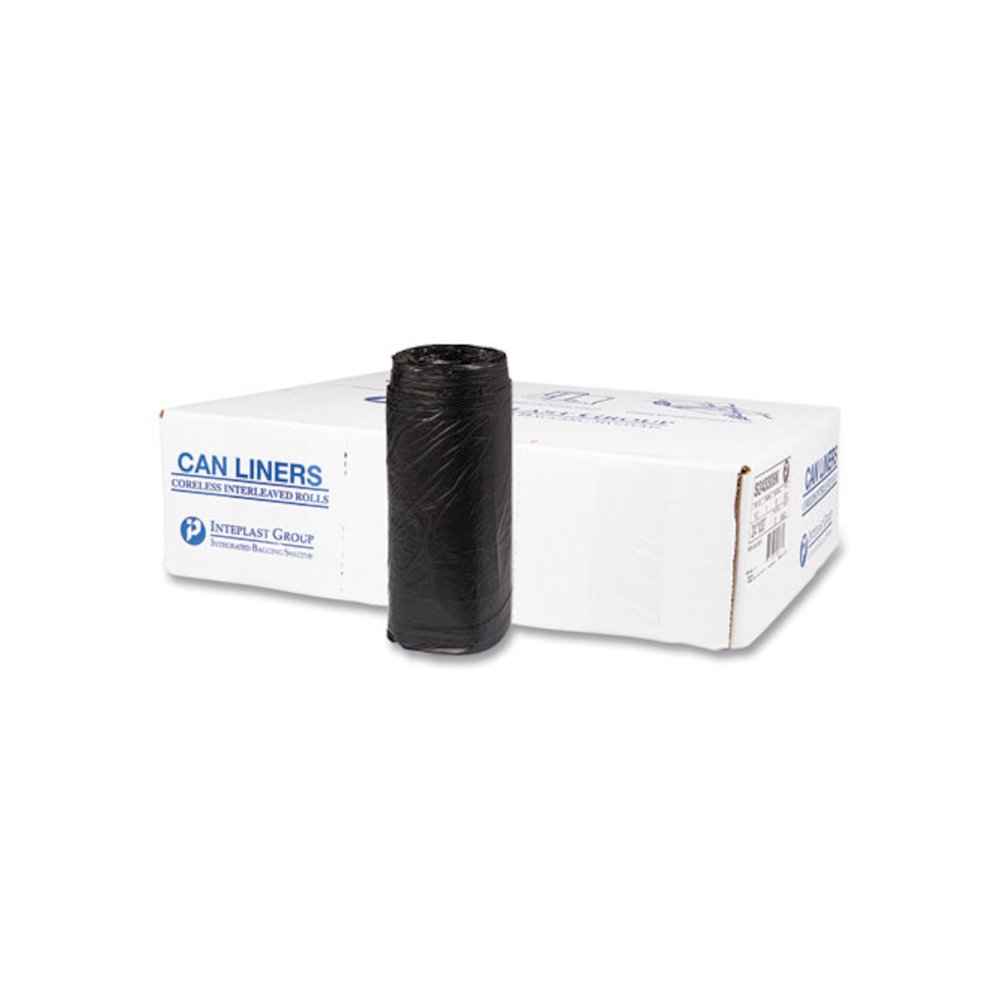 High-Density Commercial Can Liners, 16 gal, 8 mic, 24" x 33", Black, Interleaved Roll, 50 Bags/Roll, 20 Rolls/Carton. Picture 1