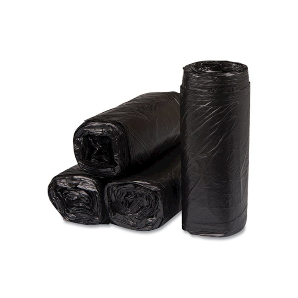 High-Density Commercial Can Liners, 16 gal, 8 mic, 24" x 33", Black, Interleaved Roll, 50 Bags/Roll, 20 Rolls/Carton. Picture 3