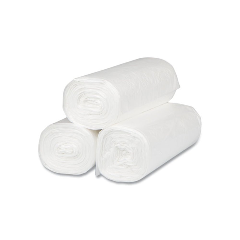 High-Density Commercial Can Liners, 16 gal, 8 mic, 24" x 33", Natural, Interleaved Roll, 50 Bags/Roll, 20 Rolls/Carton. Picture 5