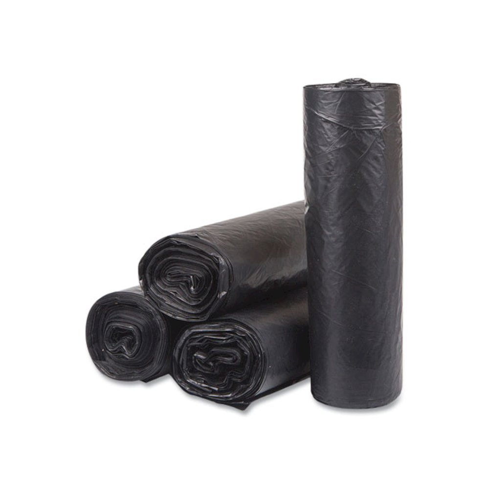 High-Density Commercial Can Liners, 33 gal, 16 mic, 33" x 40", Black, Interleaved Roll, 25 Bags/Roll, 10 Rolls/Carton. Picture 2