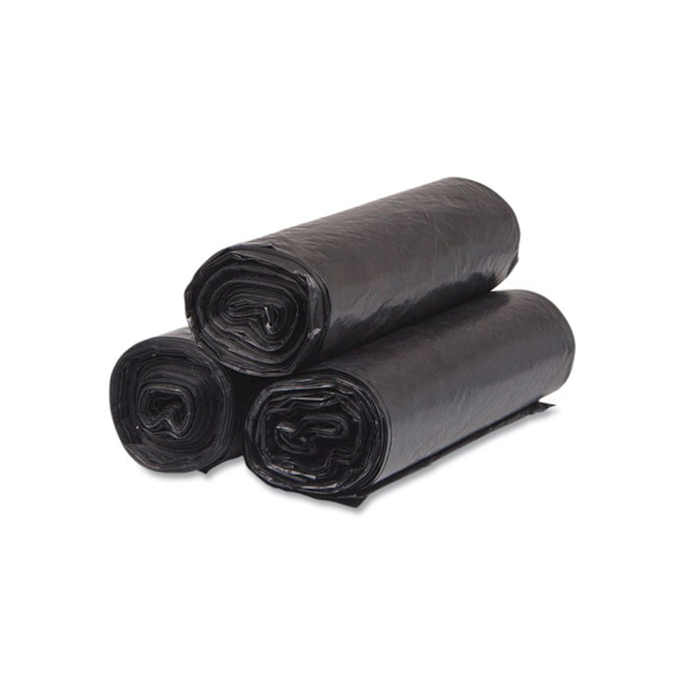 High-Density Commercial Can Liners, 33 gal, 16 mic, 33" x 40", Black, Interleaved Roll, 25 Bags/Roll, 10 Rolls/Carton. Picture 3