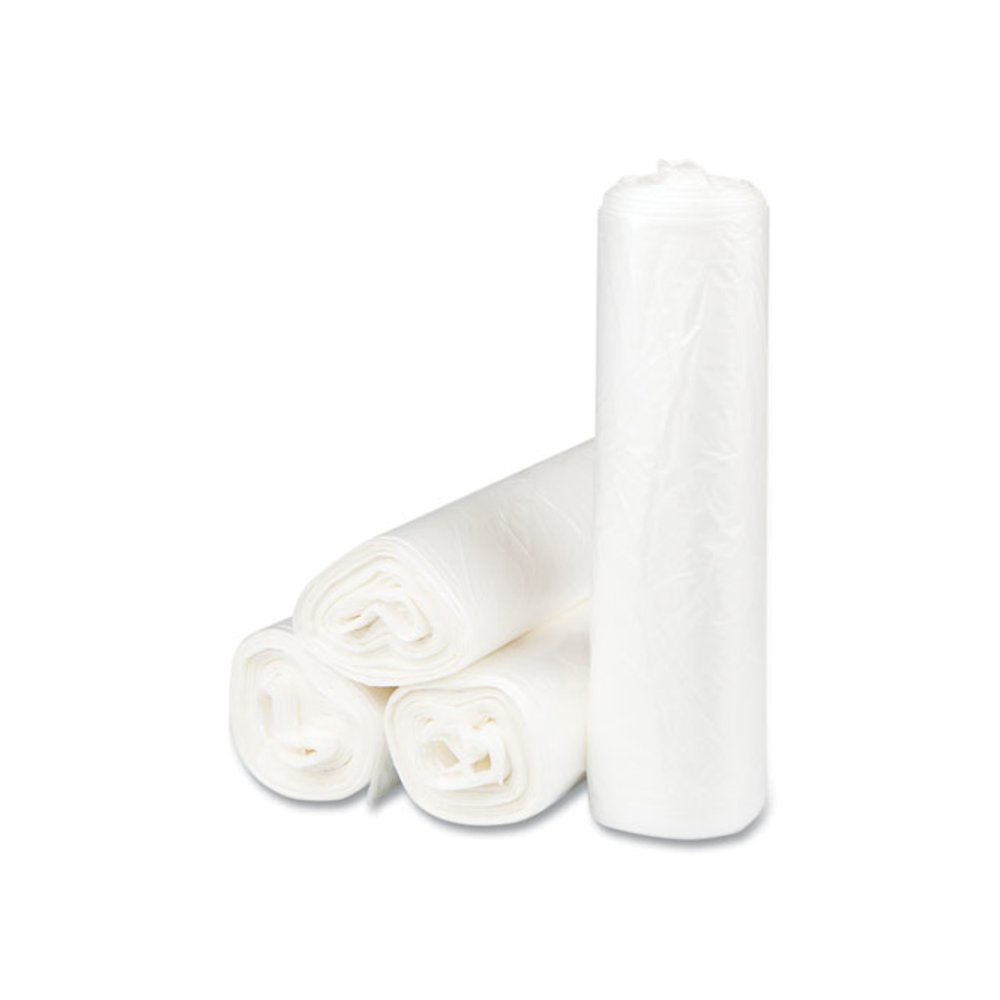 High-Density Commercial Can Liners, 33 gal, 17 mic, 33" x 40", Clear, Interleaved Roll, 25 Bags/Roll, 10 Rolls/Carton. Picture 2