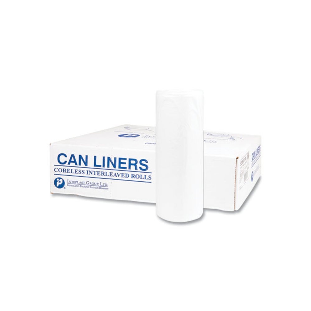High-Density Commercial Can Liners, 55 gal, 14 mic, 36" x 60", Clear, Interleaved Roll, 25 Bags/Roll, 8 Rolls/Carton. Picture 1