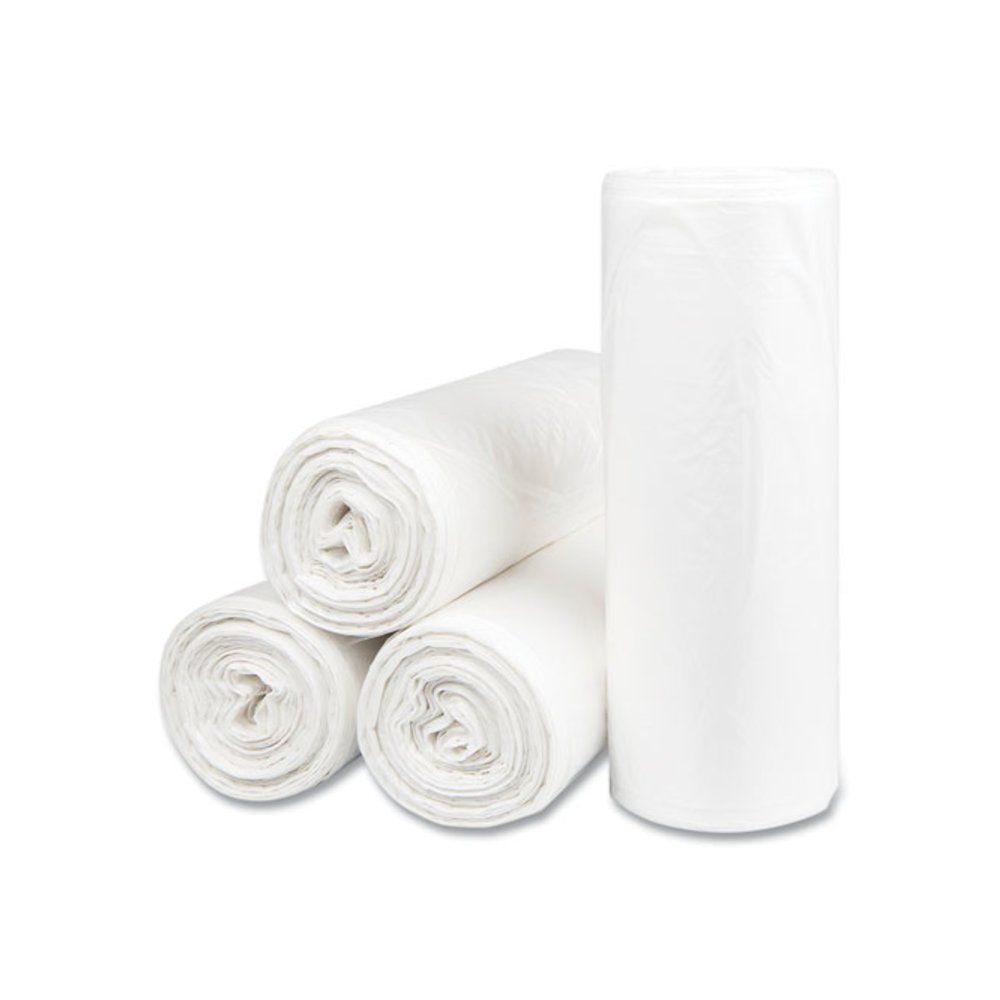 High-Density Commercial Can Liners, 55 gal, 14 mic, 36" x 60", Clear, Interleaved Roll, 25 Bags/Roll, 8 Rolls/Carton. Picture 2