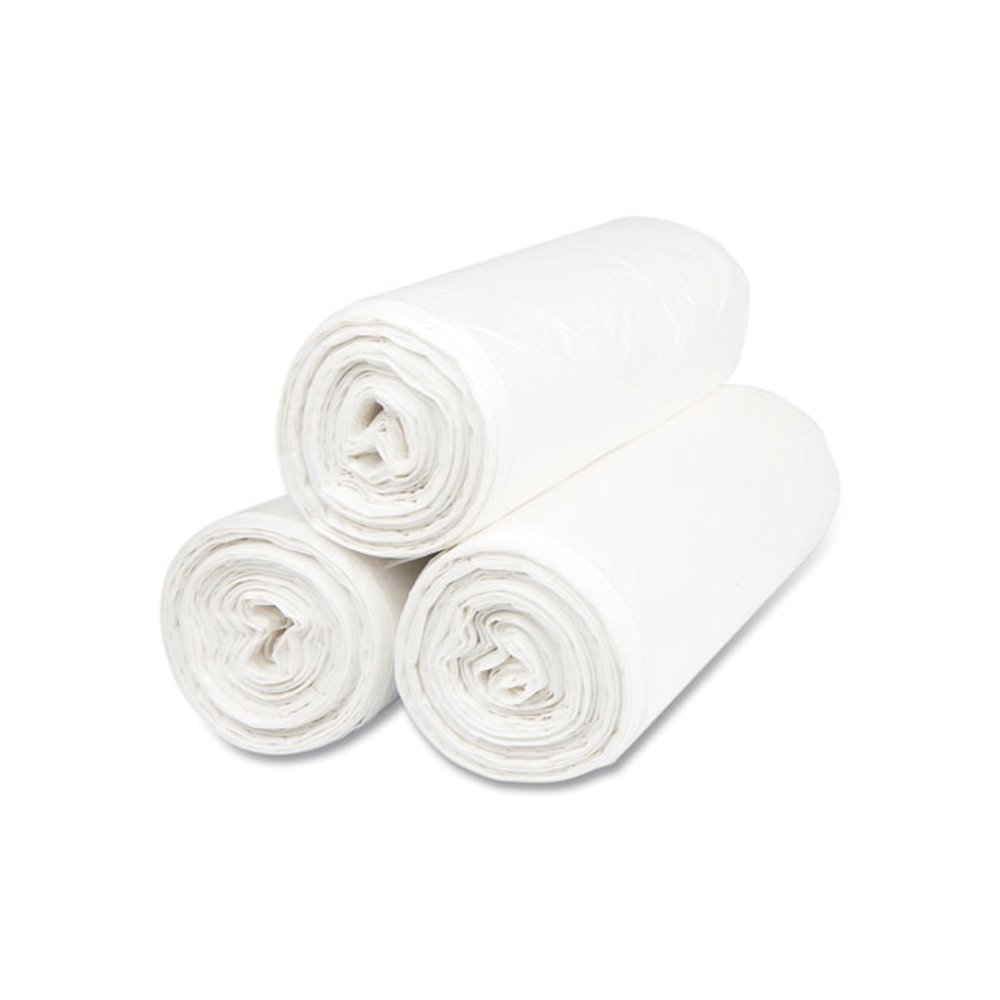 High-Density Commercial Can Liners, 55 gal, 14 mic, 36" x 60", Clear, Interleaved Roll, 25 Bags/Roll, 8 Rolls/Carton. Picture 5