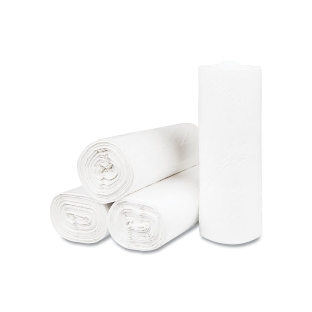 High-Density Commercial Can Liners, 55 gal, 17 mic, 36" x 60", Clear, Interleaved Roll, 25 Bags/Roll, 8 Rolls/Carton. Picture 2