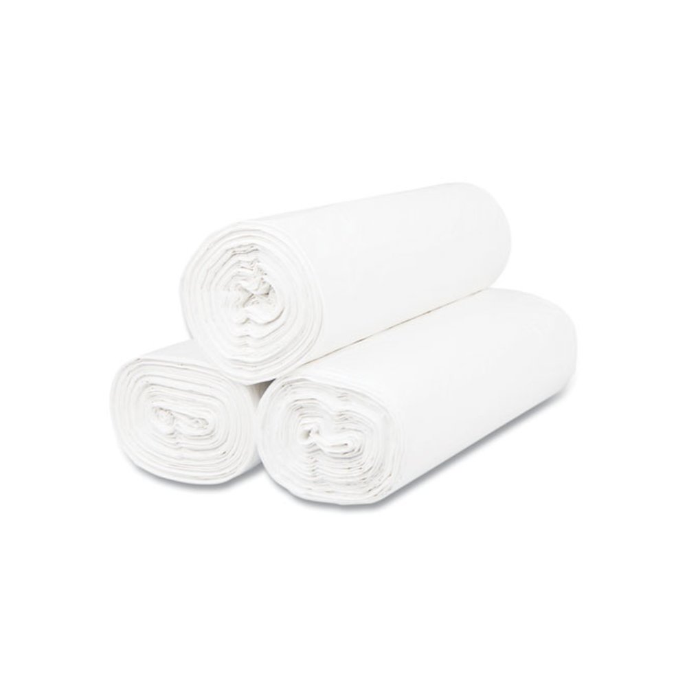 High-Density Commercial Can Liners, 55 gal, 17 mic, 36" x 60", Clear, Interleaved Roll, 25 Bags/Roll, 8 Rolls/Carton. Picture 5