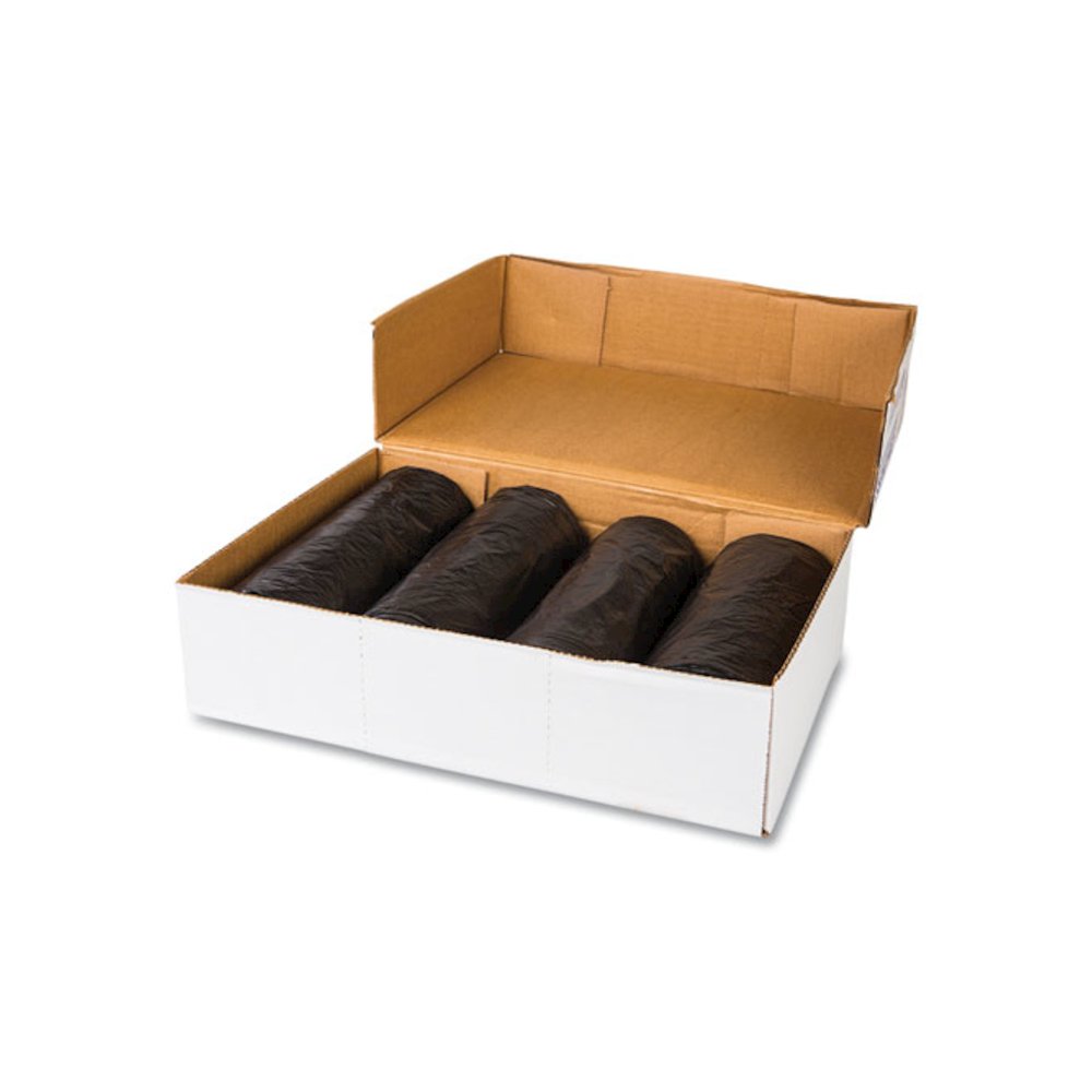 High-Density Commercial Can Liners, 55 gal, 22.1 mic, 36" x 60", Black, Interleaved Roll, 25 Bags/Roll, 6 Rolls/Carton. Picture 2