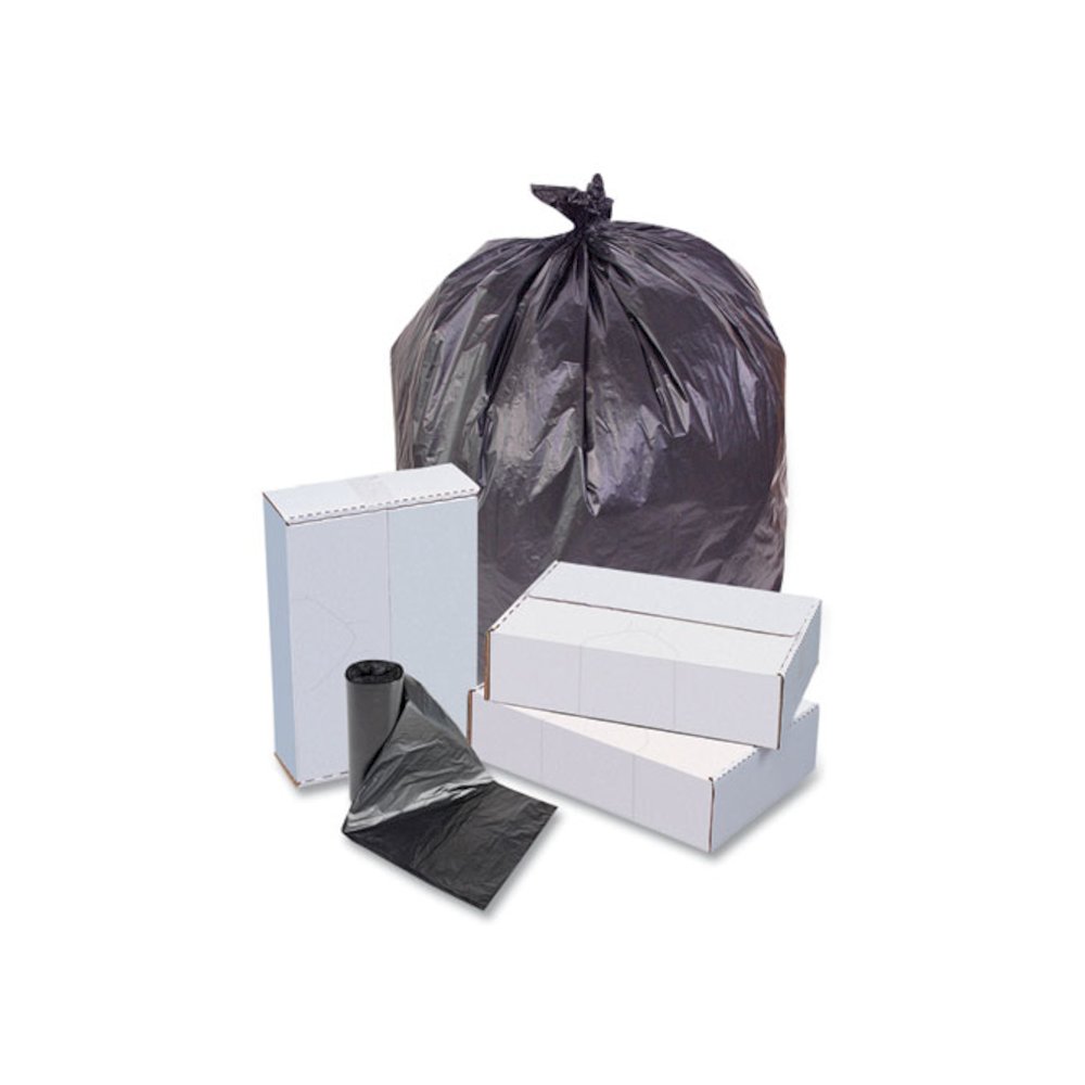 High-Density Commercial Can Liners, 55 gal, 22.1 mic, 36" x 60", Black, Interleaved Roll, 25 Bags/Roll, 6 Rolls/Carton. Picture 5