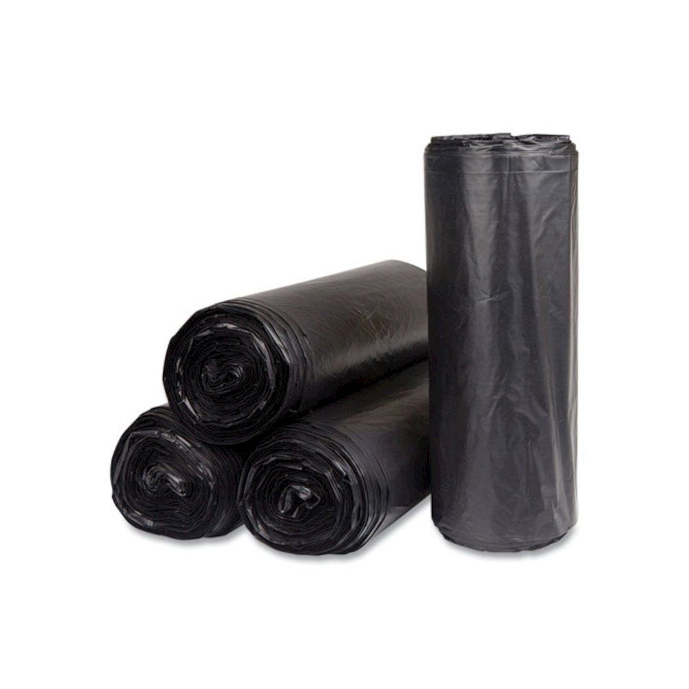 High-Density Commercial Can Liners, 60 gal, 22 mic, 38" x 60", Black, Interleaved Roll, 25 Bags/Roll, 6 Rolls/Carton. Picture 2