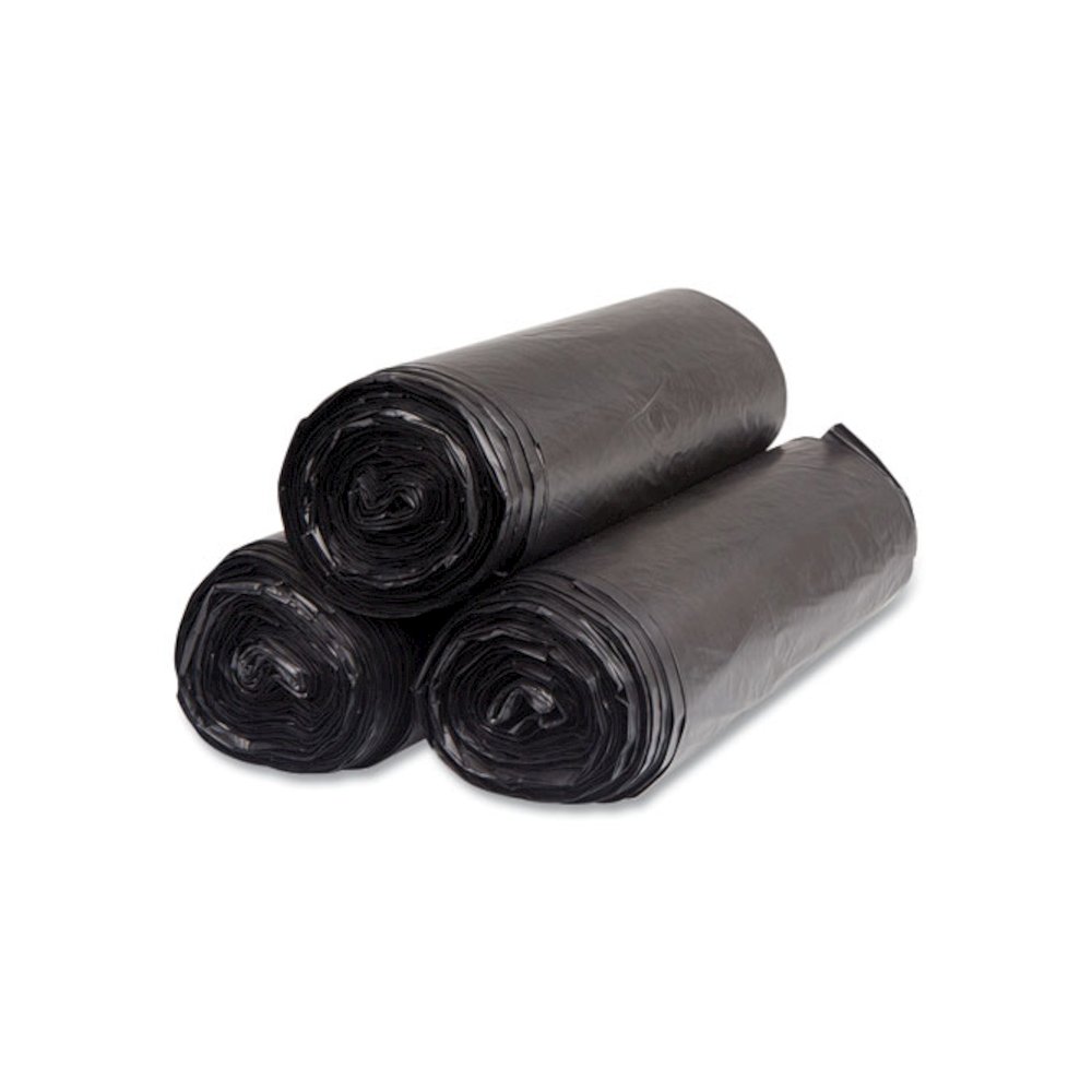 High-Density Commercial Can Liners, 60 gal, 22 mic, 38" x 60", Black, Interleaved Roll, 25 Bags/Roll, 6 Rolls/Carton. Picture 5