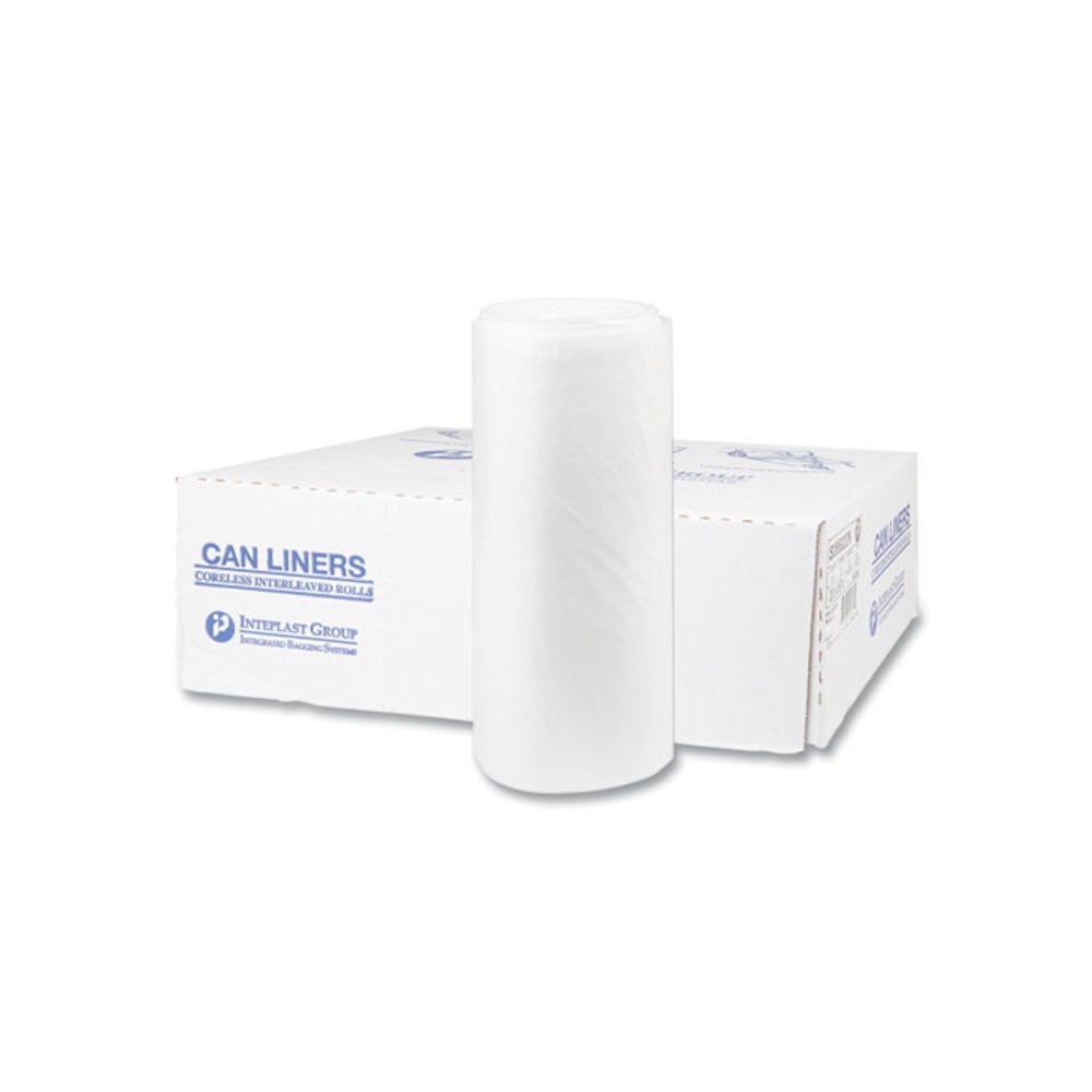 High-Density Commercial Can Liners, 60 gal, 22 mic, 38" x 60", Clear, Interleaved Roll, 25 Bags/Roll, 6 Rolls/Carton. Picture 1