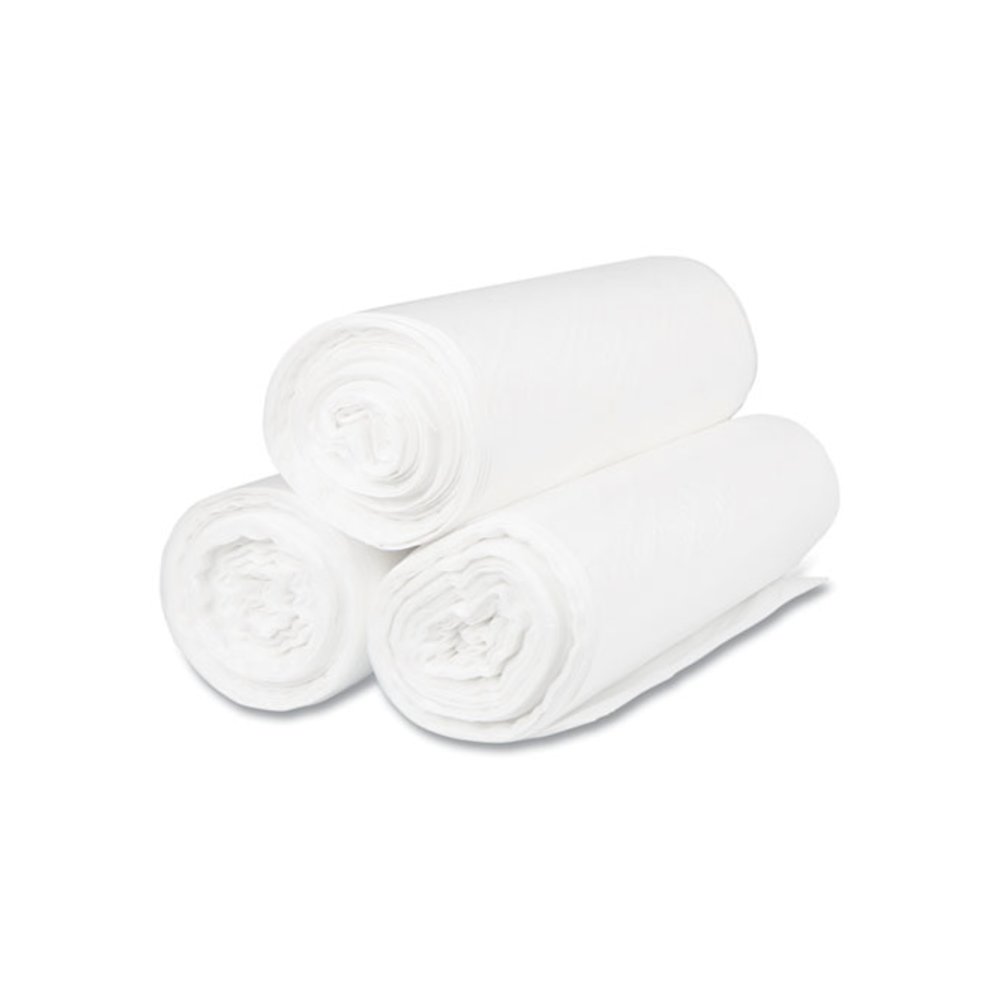 High-Density Commercial Can Liners, 60 gal, 22 mic, 38" x 60", Clear, Interleaved Roll, 25 Bags/Roll, 6 Rolls/Carton. Picture 3