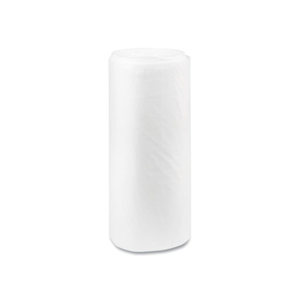 High-Density Commercial Can Liners, 60 gal, 22 mic, 38" x 60", Clear, Interleaved Roll, 25 Bags/Roll, 6 Rolls/Carton. Picture 4