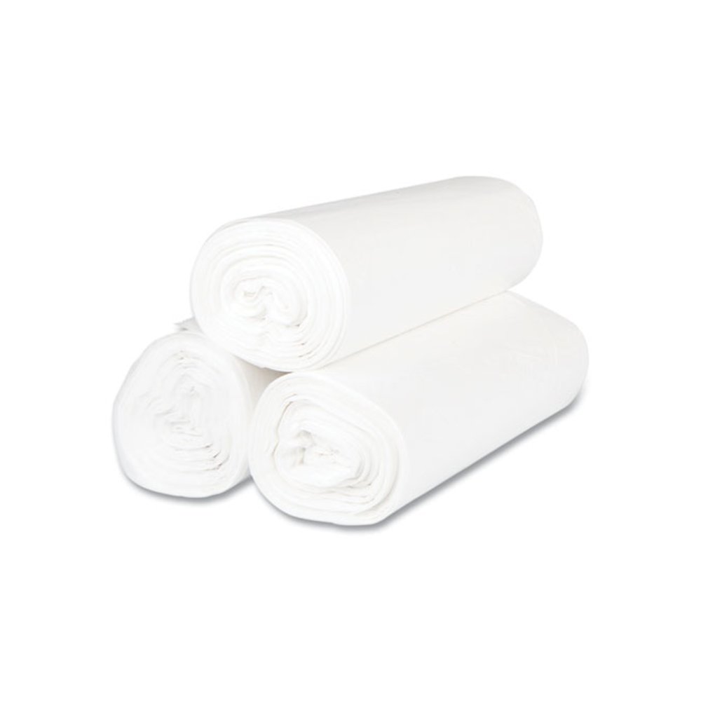 High-Density Commercial Can Liners, 45 gal, 12 mic, 40" x 48", Clear, Interleaved Roll, 25 Bags/Roll, 10 Rolls/Carton. Picture 4