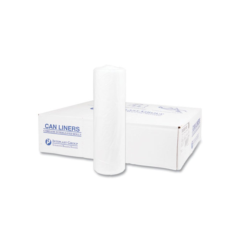 High-Density Commercial Can Liners, 45 gal, 14 mic, 40" x 48", Clear, Interleaved Roll, 25 Bags/Roll, 10 Rolls/Carton. Picture 1