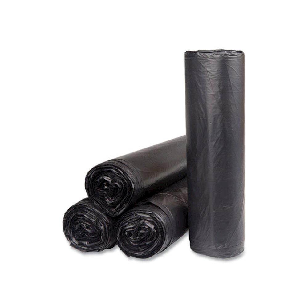 High-Density Commercial Can Liners, 45 gal, 16 mic, 40" x 48", Black, Interleaved Roll, 25 Bags/Roll, 10 Rolls/Carton. Picture 2