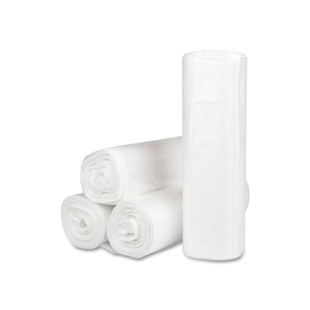 High-Density Commercial Can Liners, 45 gal, 16 mic, 40" x 48", Clear, Interleaved Roll, 25 Bags/Roll, 10 Rolls/Carton. Picture 2