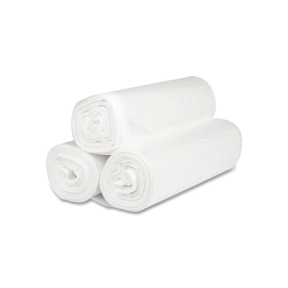 High-Density Commercial Can Liners, 45 gal, 16 mic, 40" x 48", Clear, Interleaved Roll, 25 Bags/Roll, 10 Rolls/Carton. Picture 3