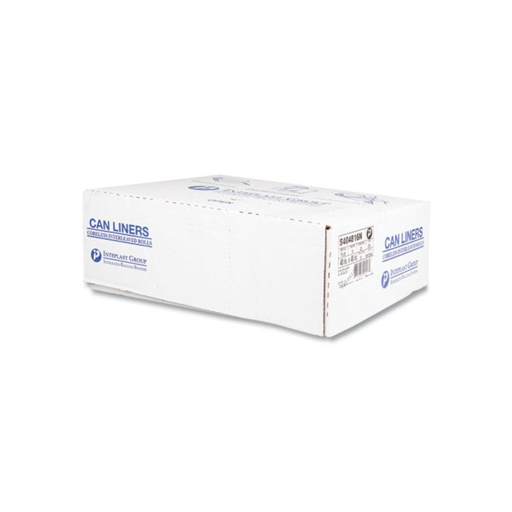 High-Density Commercial Can Liners, 45 gal, 16 mic, 40" x 48", Clear, Interleaved Roll, 25 Bags/Roll, 10 Rolls/Carton. Picture 5
