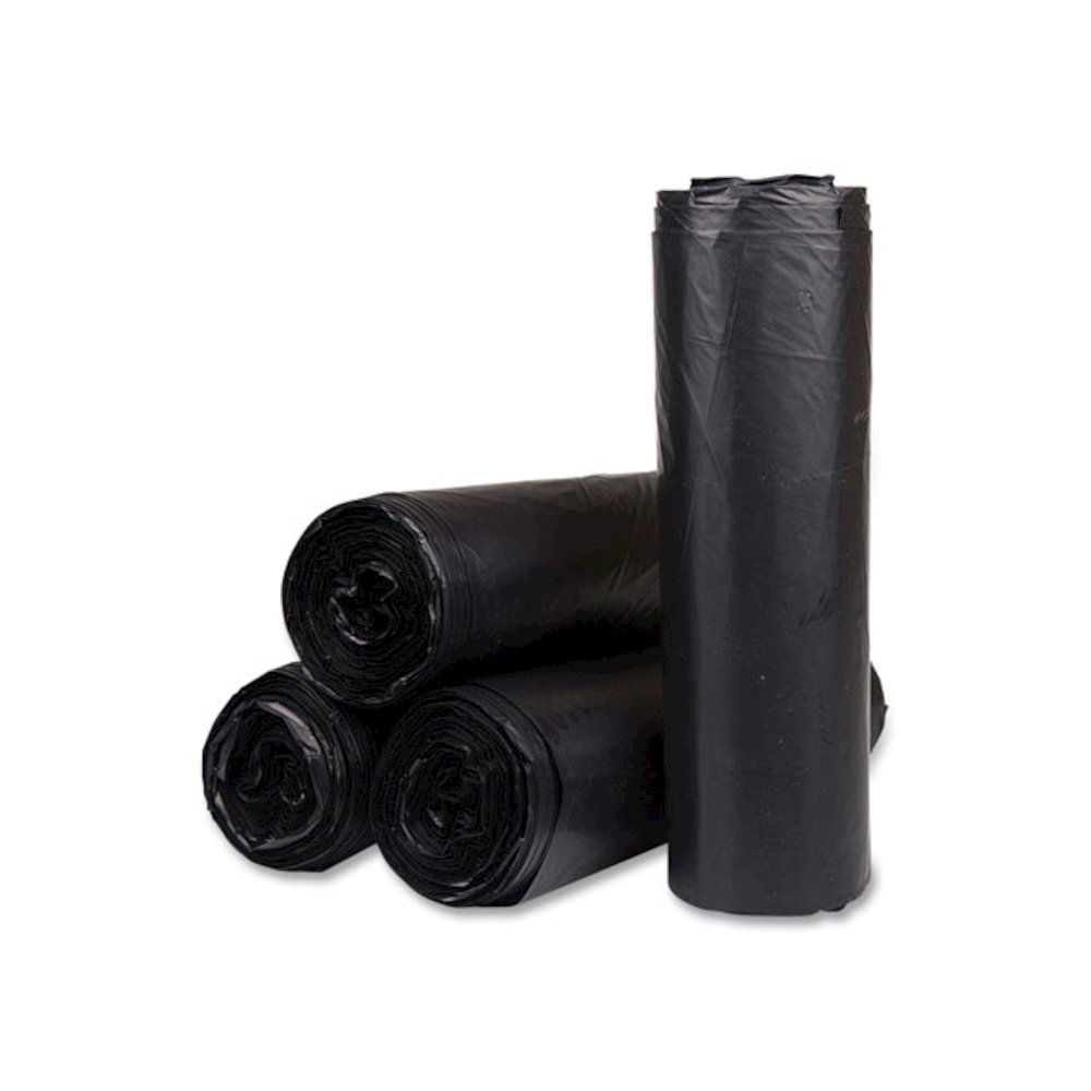 High-Density Commercial Can Liners, 45 gal, 22 mic, 40" x 48", Black, Interleaved Roll, 25 Bags/Roll, 6 Rolls/Carton. Picture 2