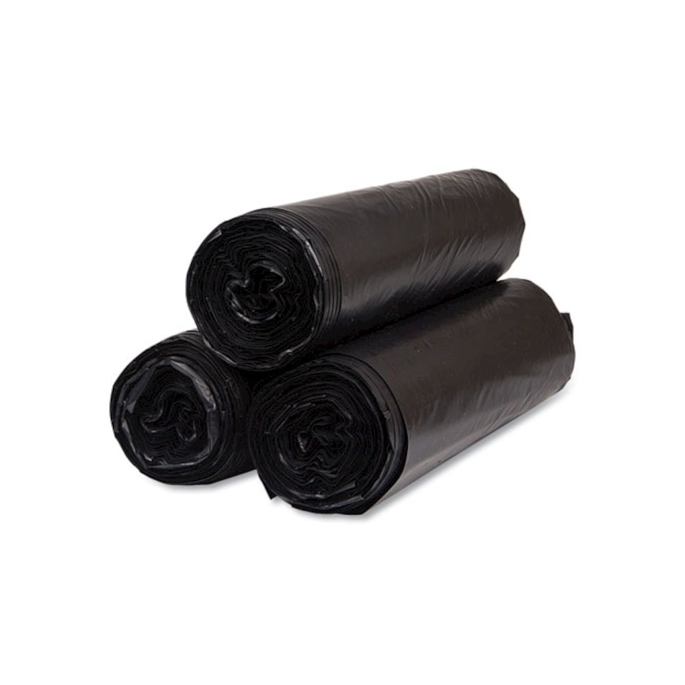 High-Density Commercial Can Liners, 45 gal, 22 mic, 40" x 48", Black, Interleaved Roll, 25 Bags/Roll, 6 Rolls/Carton. Picture 5