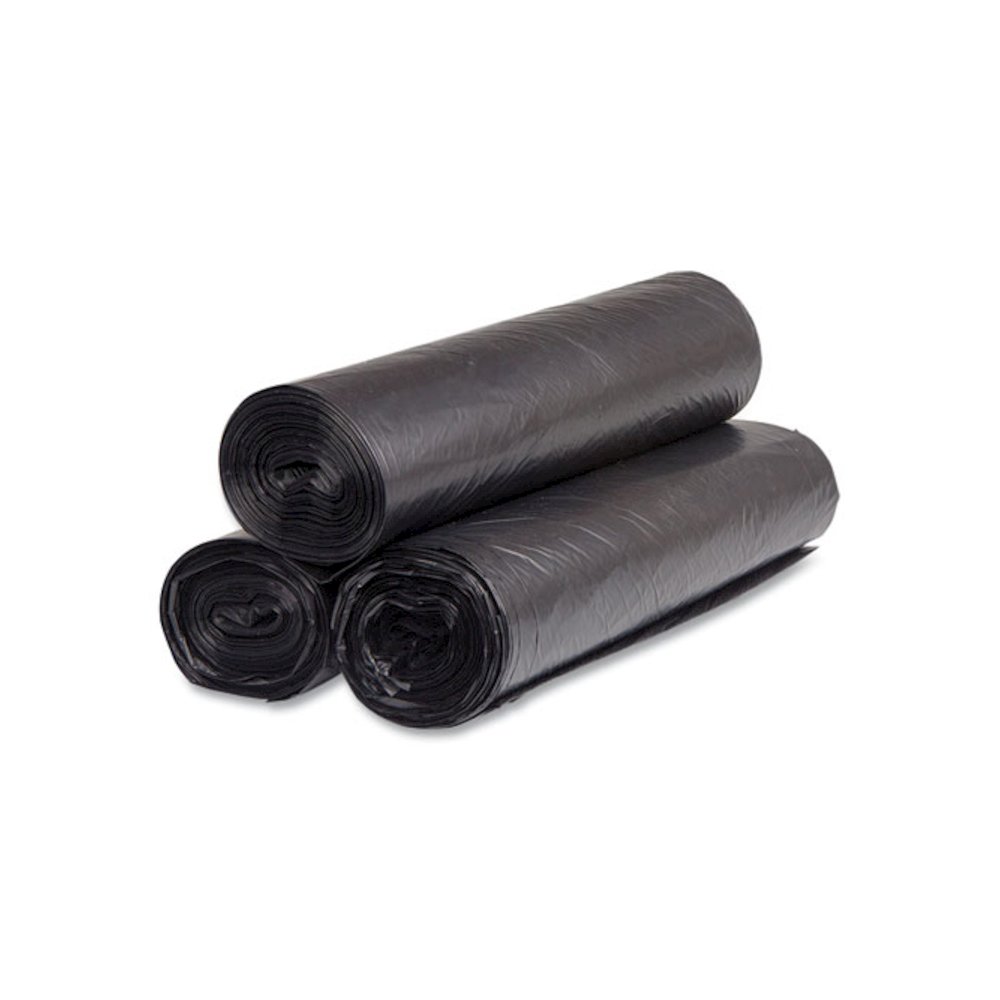 High-Density Commercial Can Liners, 56 gal, 16 mic, 43" x 48", Black, Interleaved Roll, 25 Bags/Roll, 8 Rolls/Carton. Picture 5