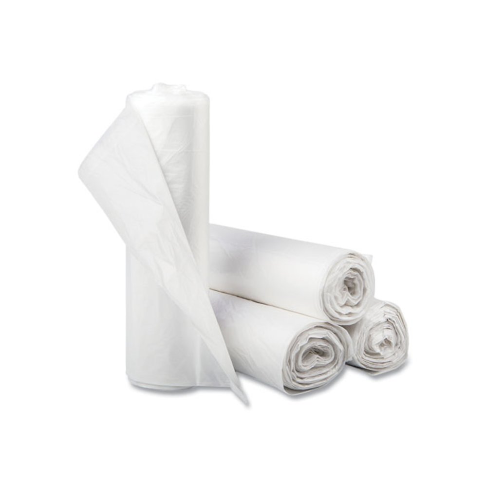 High-Density Commercial Can Liners, 56 gal, 16 mic, 43" x 48", Natural, Interleaved Roll, 25 Bags/Roll, 8 Rolls/Carton. Picture 1
