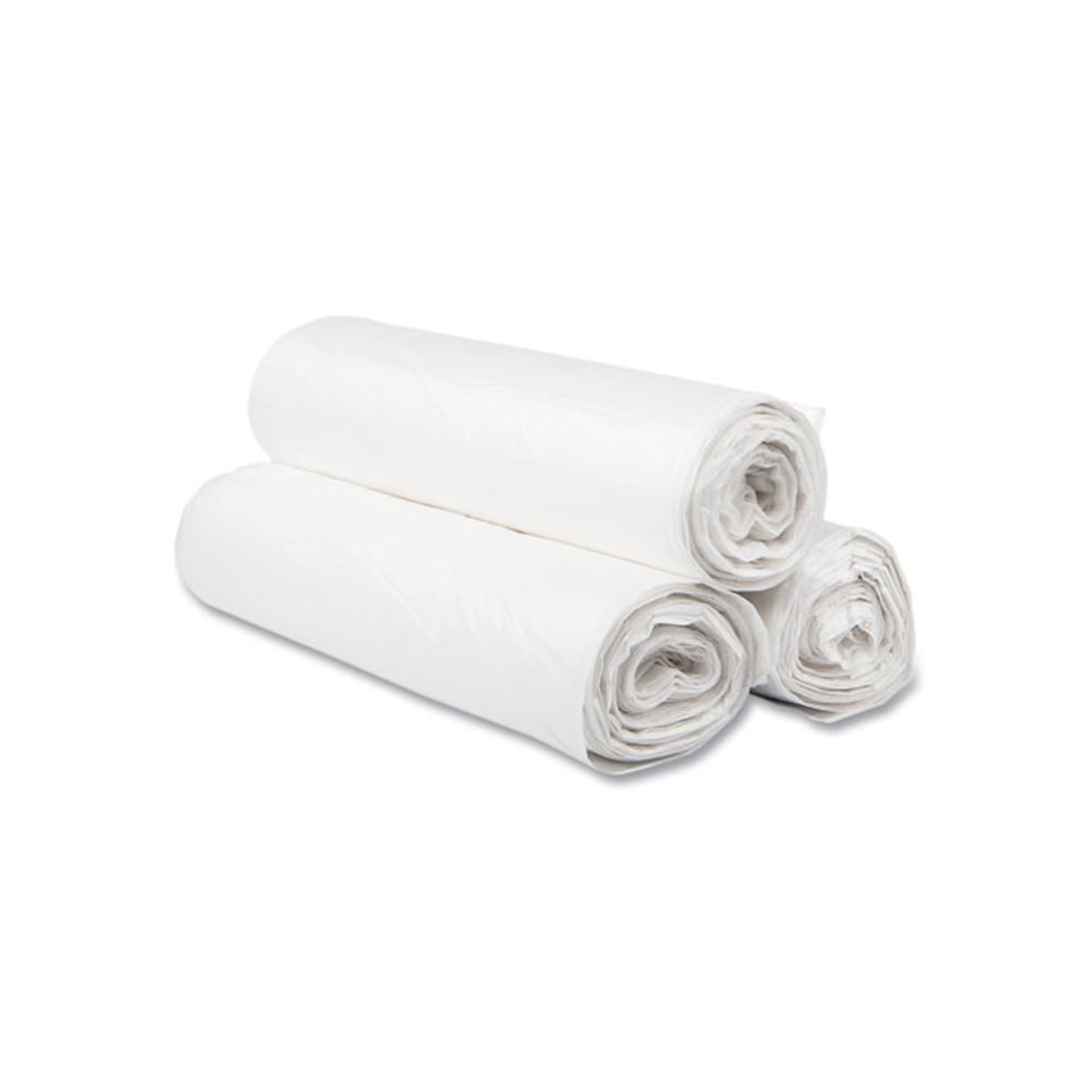 High-Density Commercial Can Liners, 56 gal, 16 mic, 43" x 48", Natural, Interleaved Roll, 25 Bags/Roll, 8 Rolls/Carton. Picture 3